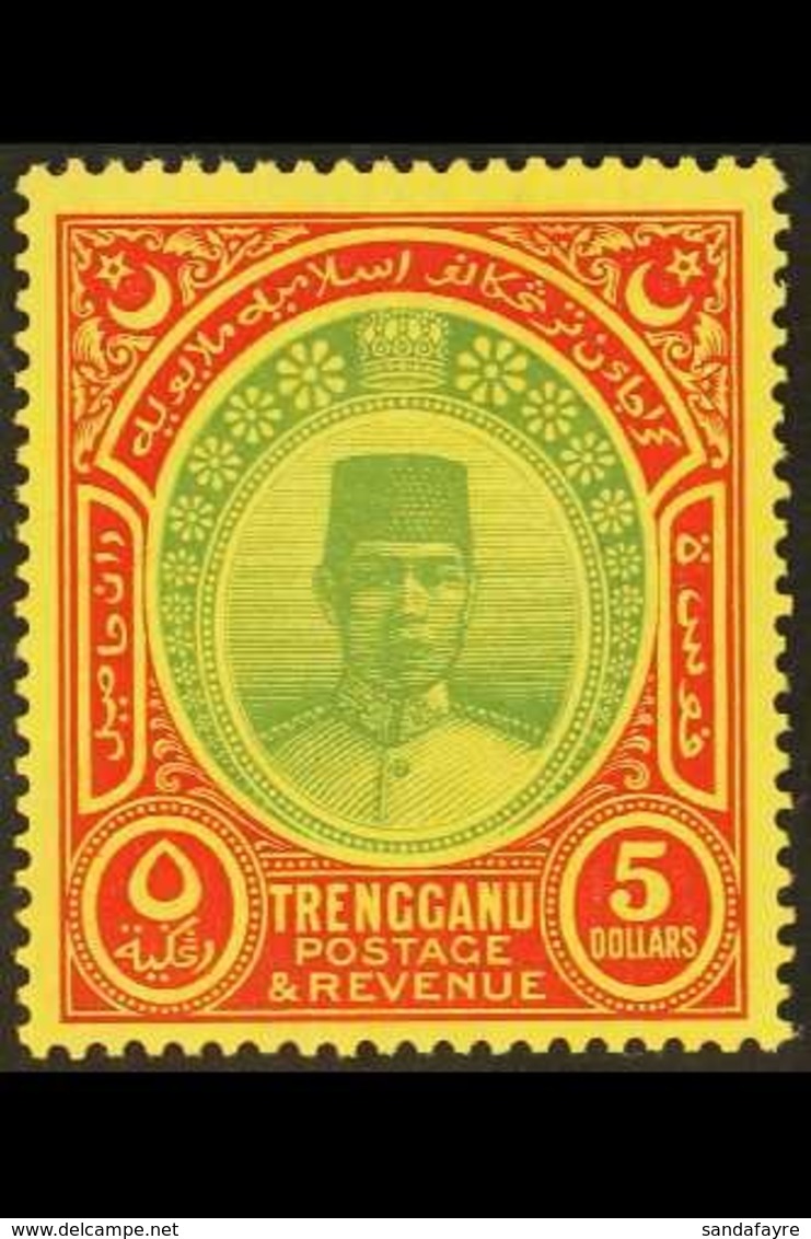 TRENGGANU 1921-41 $5 Green & Red/yellow, SG 44, Very Fine Mint For More Images, Please Visit Http://www.sandafayre.com/i - Other & Unclassified