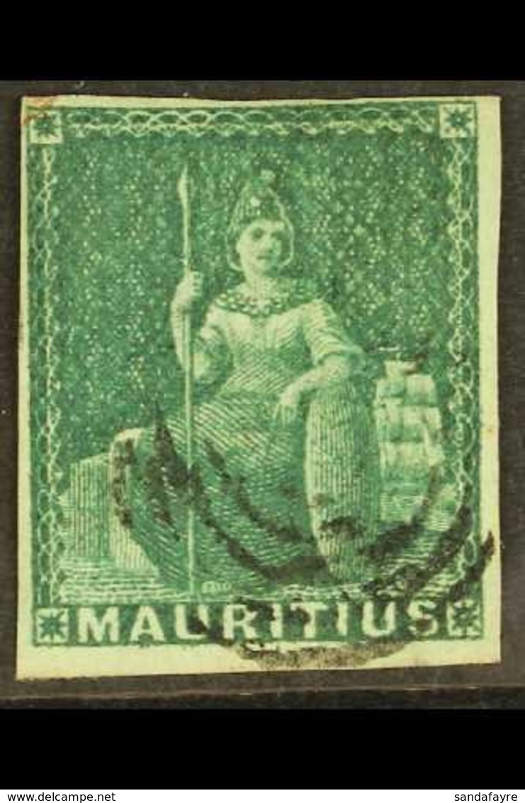 1858-62 (4d) Green Imperf Britannia, SG 27, Used With 4 Margins And Neat Cancellation Leaving Britannia Clear. For More  - Mauritius (...-1967)