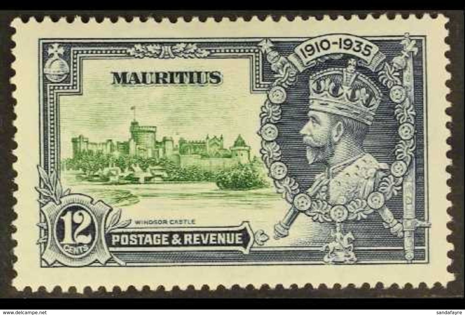 1935 12c Green & Indigo Silver Jubilee With DOT TO LEFT OF CHAPEL Variety, SG 246g, Very Fine Mint, Very Fresh. For More - Mauritius (...-1967)