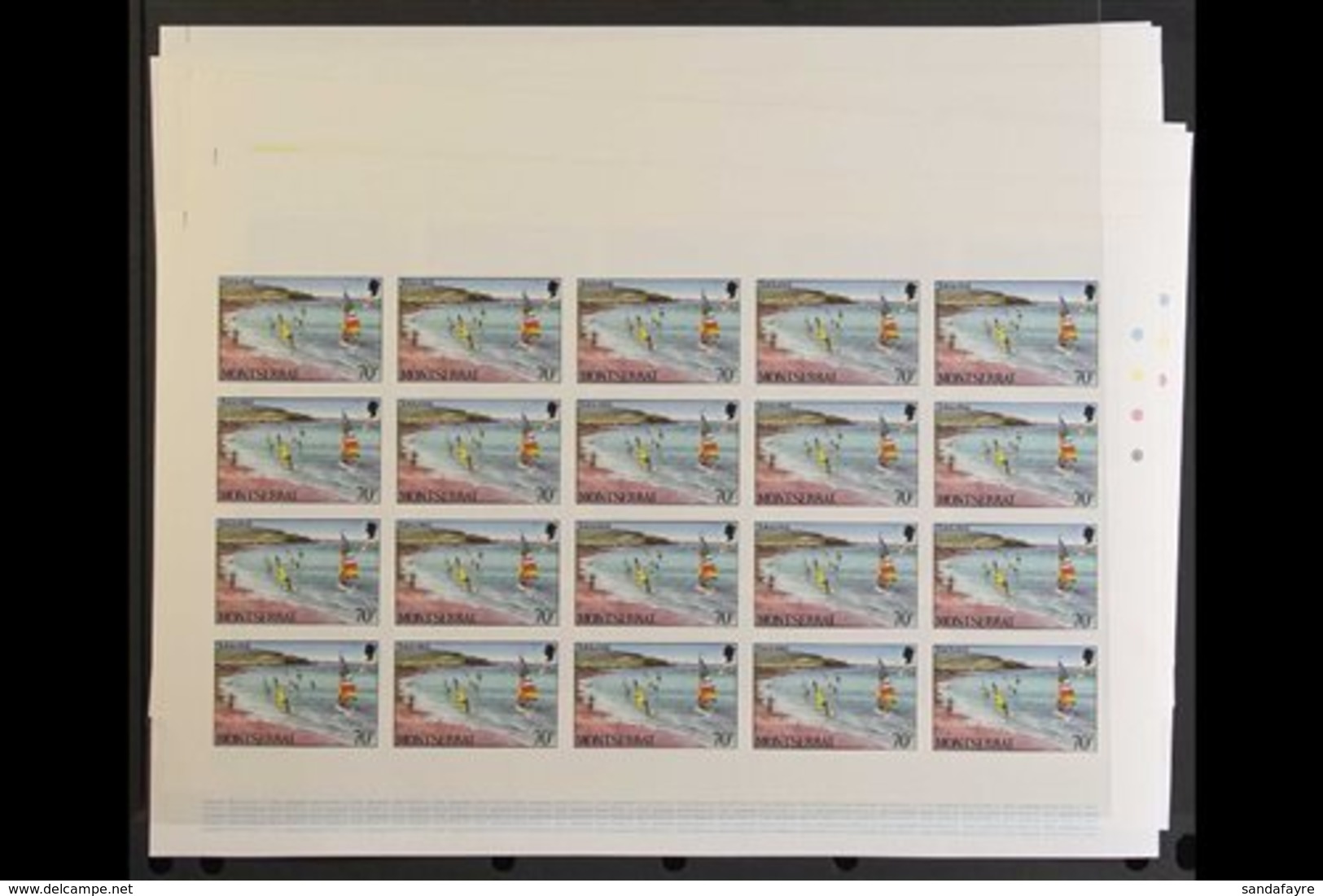 1986 IMPERF PROGRESSIVE COLOUR PROOFS - HALF SHEETS Of 20. An Attractive, Never Hinged Mint Collection Of IMPERF PROOFS  - Montserrat