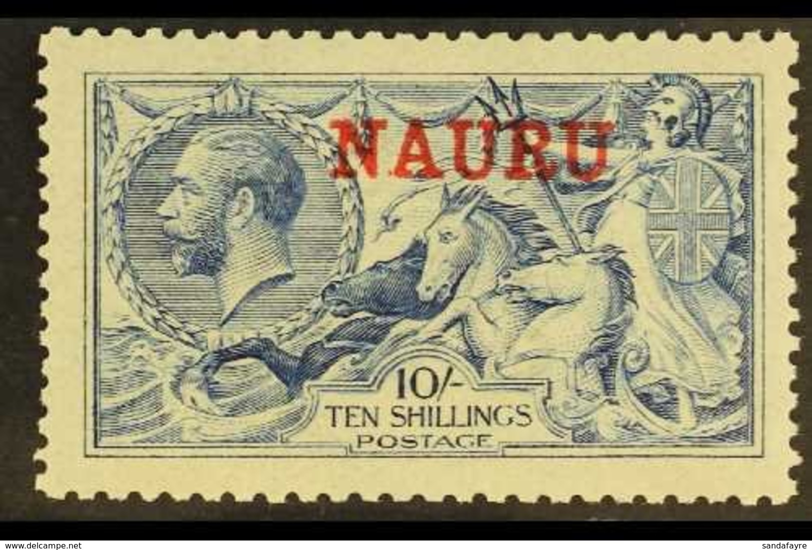 1916- 23 10s Pale Blue, DLR Seahorse, SG 23, Superb Mint. For More Images, Please Visit Http://www.sandafayre.com/itemde - Nauru