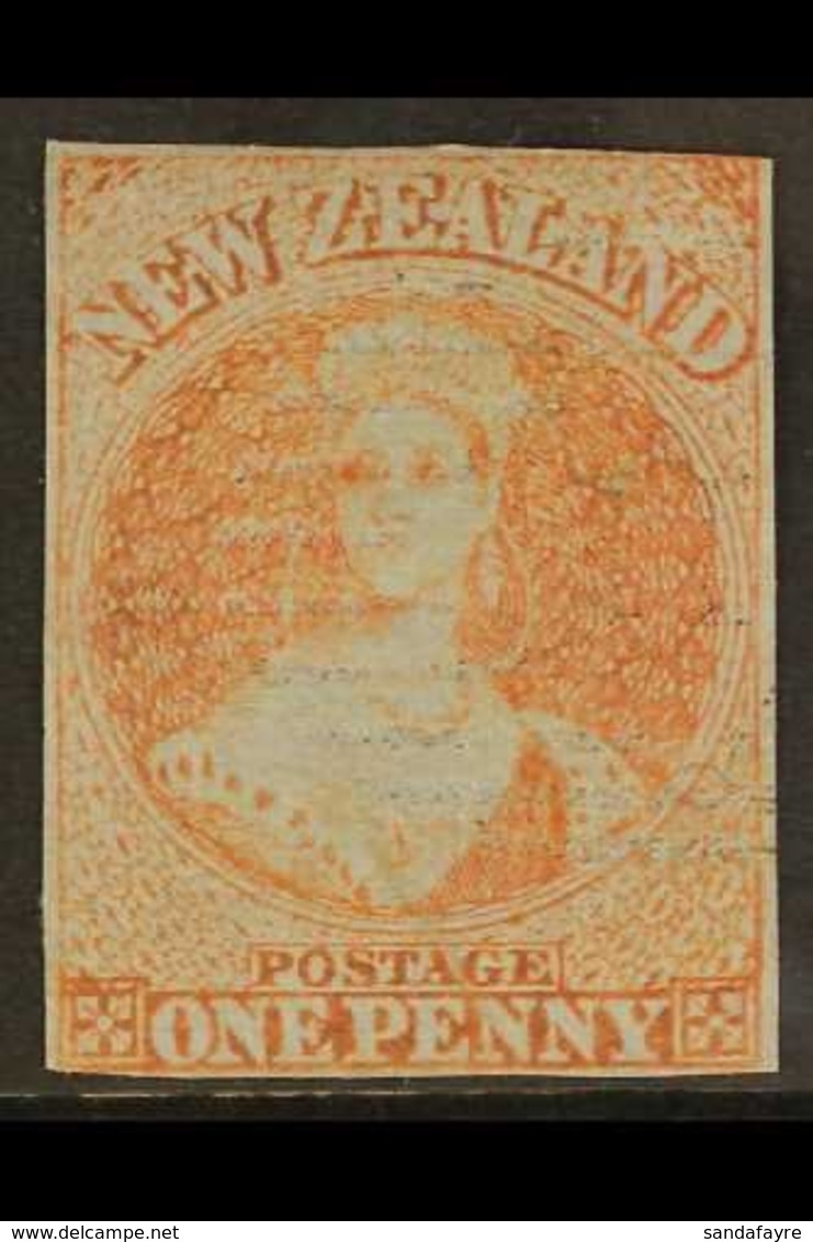 1855 1d Red On Blued Paper, No Wmk, SG 4, Good Used With Light Cancel And Almost Complete Margins All Round Just Touched - Other & Unclassified