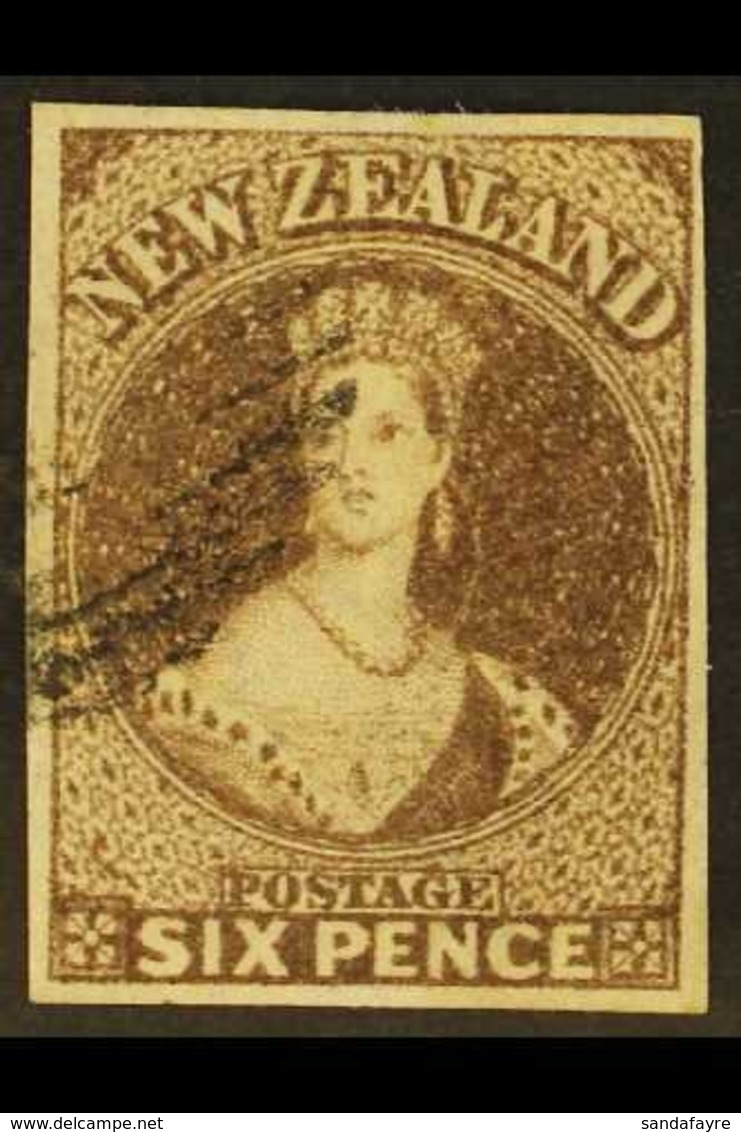 1862-64 6d Brown Chalon Imperf Wmk Large Star, SG 42, Very Fine Used, Four Good To Large Margins, Fresh & Attractive. Fo - Other & Unclassified