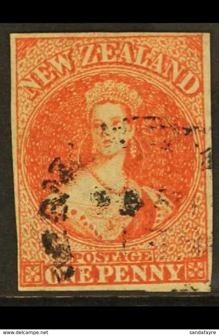 1864 1d Carmine Vermilion, Wmk "N Z", SG 97, Fine Used With Margins All Round And Light Cancel. For More Images, Please  - Other & Unclassified