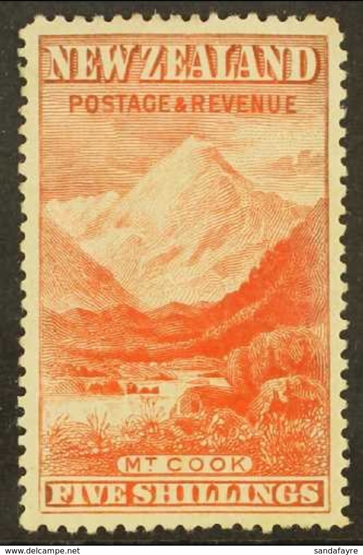 1898 PICTORIAL 5s. Vermilion Mount Cook, SG 259, Fine Mint, Light Gum Bend.  For More Images, Please Visit Http://www.sa - Andere & Zonder Classificatie