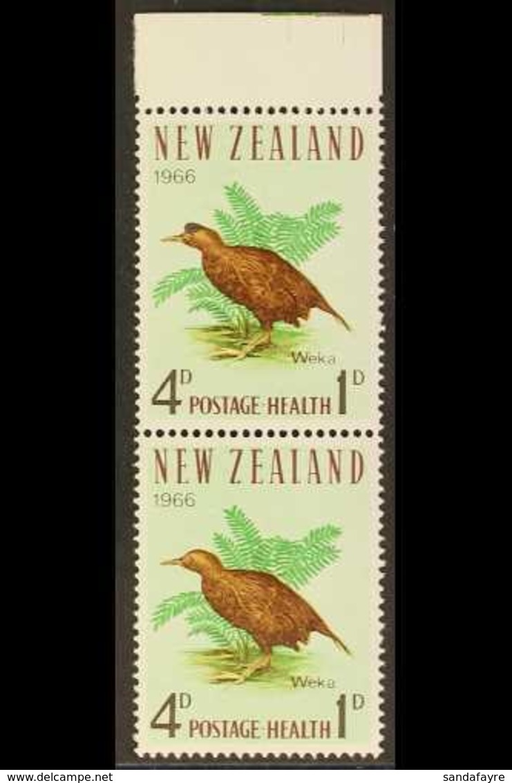 1966 4d Multicoloured Weka Bird, In Pair With Normal, Variety "Cap On Bird's Head", SG 840var (Spec CP T38b), Very Fine  - Other & Unclassified