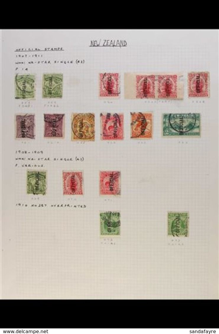 OFFICIALS 1907-1927 USED COLLECTION On Leaves, Inc 1907-11 Set To 2s Inc 1d Carmine Pair From Booklet, 1908-09 Set To 6d - Sonstige & Ohne Zuordnung