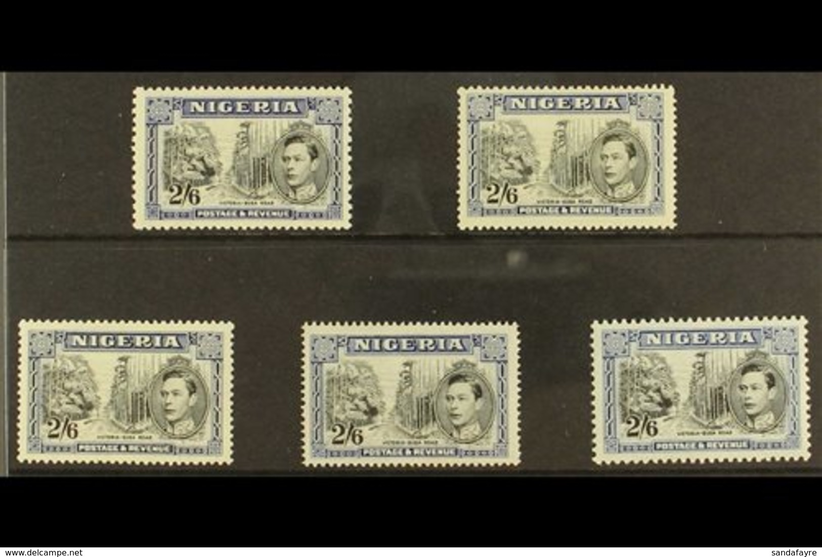 1938-51 2s6d Black & Blue Perforation / Shade Variant Set, SG 58, 58a, 58ab, 58b & 58c, Fine Mint (5 Stamps) For More Im - Nigeria (...-1960)