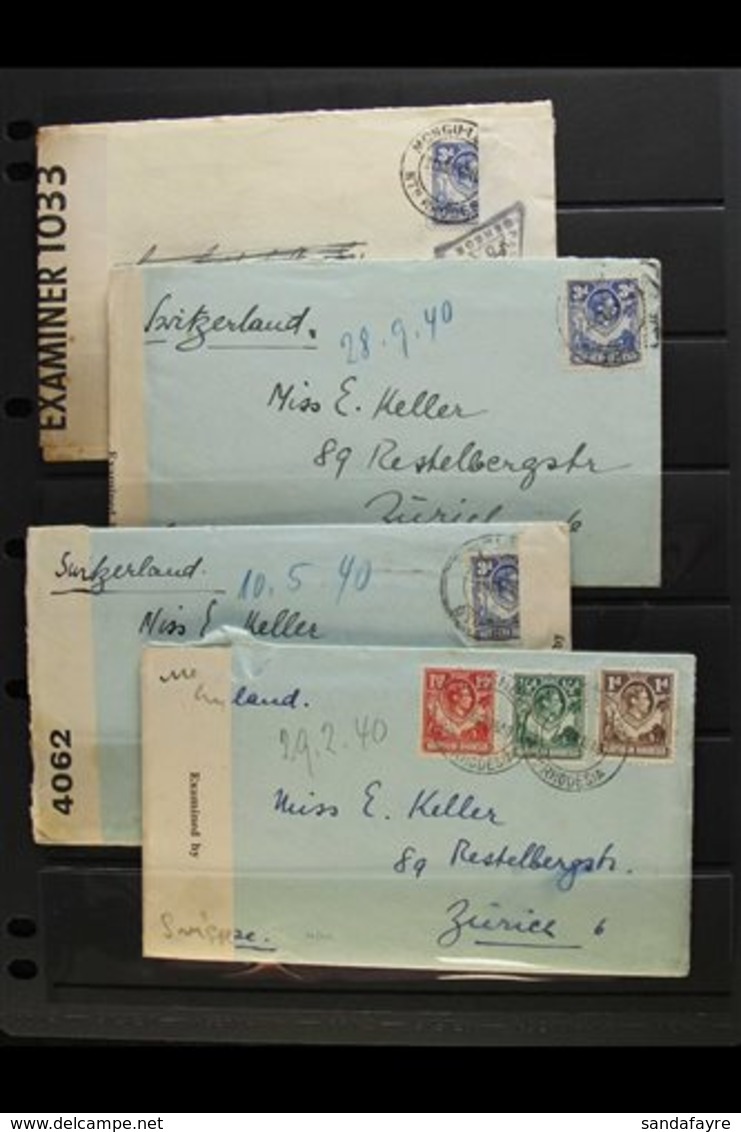 1940 CENSOR COVERS SELECTION (March) Envelope And Original Letter To Zurich, Switzerland, Bearing ½d, 1d And 1½d Stamps  - Rhodésie Du Nord (...-1963)