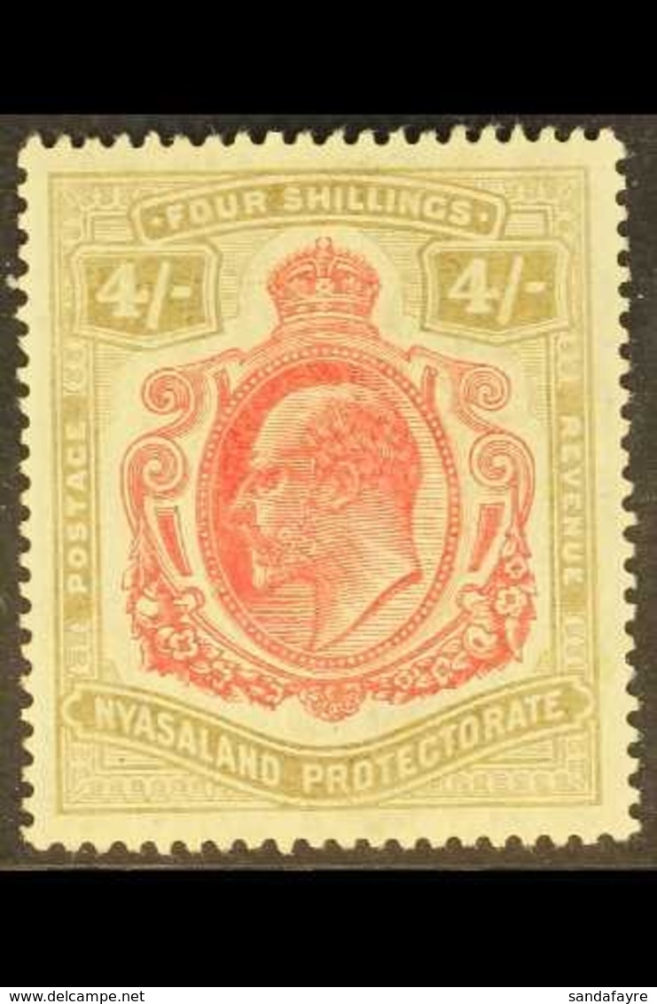 1908-11 4s Carmine & Black, CA Wmk, SG 79, Fine Mint. For More Images, Please Visit Http://www.sandafayre.com/itemdetail - Nyassaland (1907-1953)