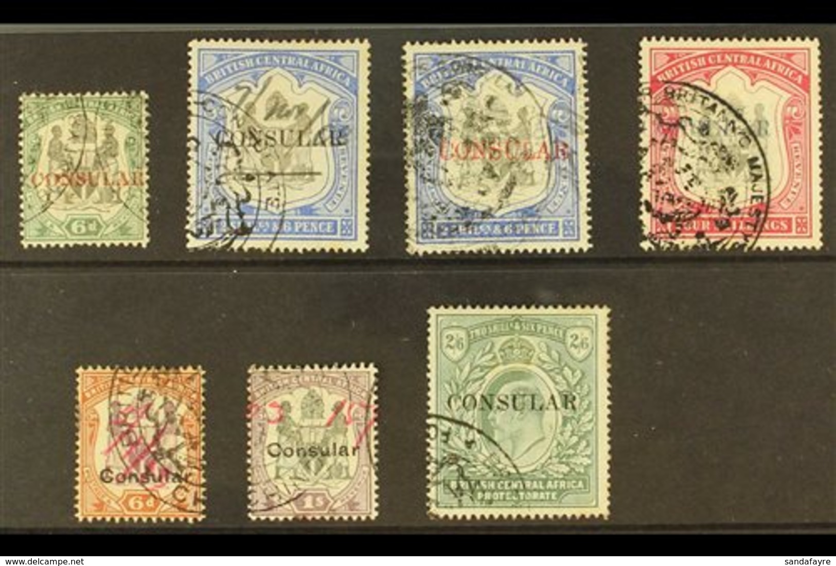 BRITISH CENTRAL AFRICA - REVENUE STAMPS CONSULAR Fine Used All Different Selection. With 1898 "CONSULAR" 6d, 2s6d Black  - Nyasaland (1907-1953)