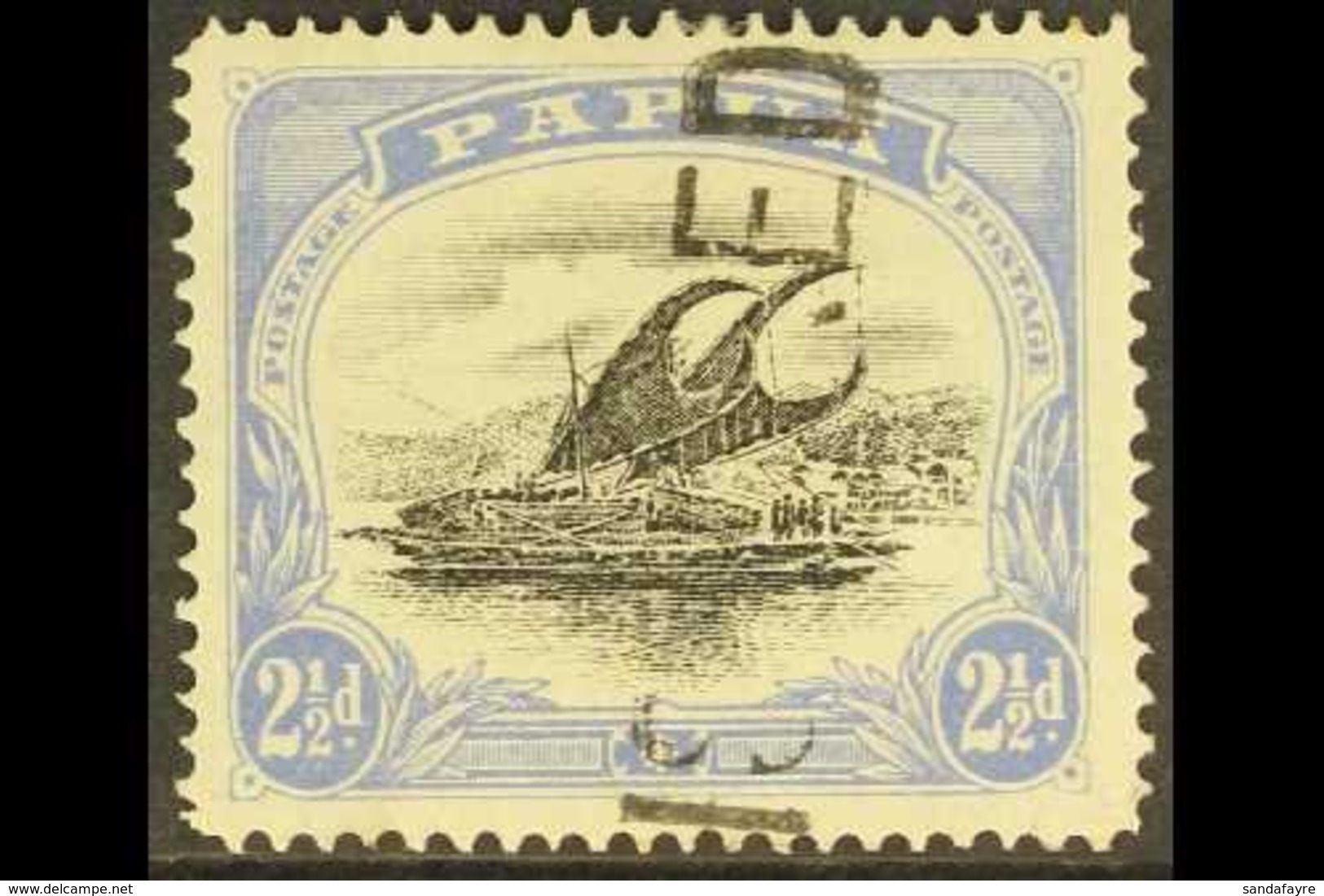1907-10 2½d Black And Pale Ultramarine Lakatoi, SG 56a, Neat Straight Line Registered Cancel. For More Images, Please Vi - Papua New Guinea