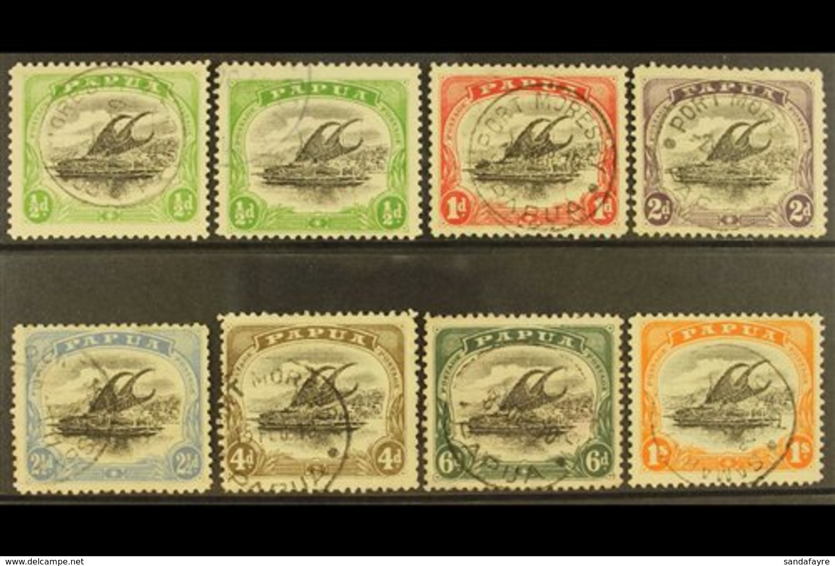 1909-10 Lakatoi Watermark Sideways, Perf 11 Set With Both ½d Shades, SG 59/65, Fine Cds Used. (8) For More Images, Pleas - Papua New Guinea