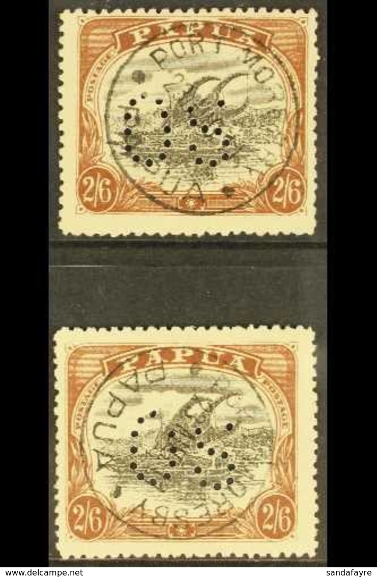 1910-11 Official 2s.6d Black And Brown, Both Types, SG O36/37, Fine With Full Port Moresby Cds. (2 Stamps) For More Imag - Papua-Neuguinea