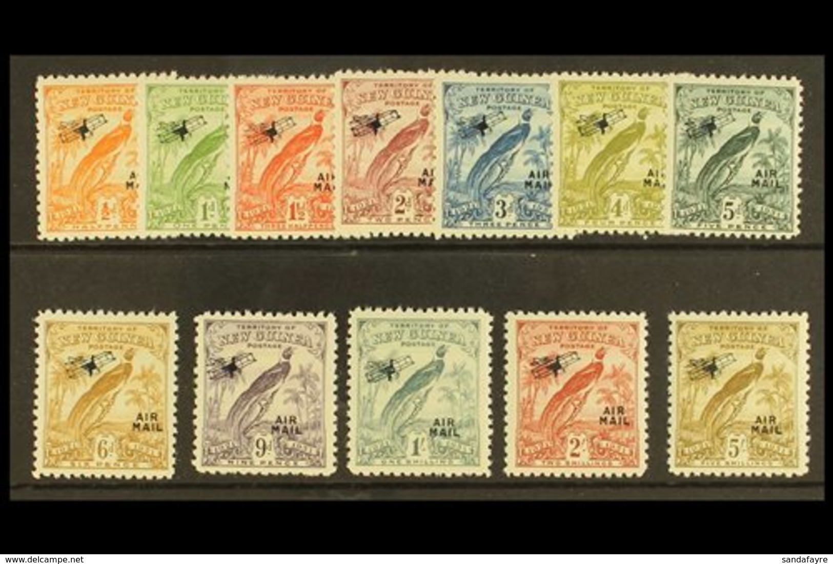 1931 10th Anniv Air Mail Opts (with Dates) Set Complete To 5s, SG 163/174, Very Fine Mint. (12 Stamps) For More Images,  - Papua New Guinea