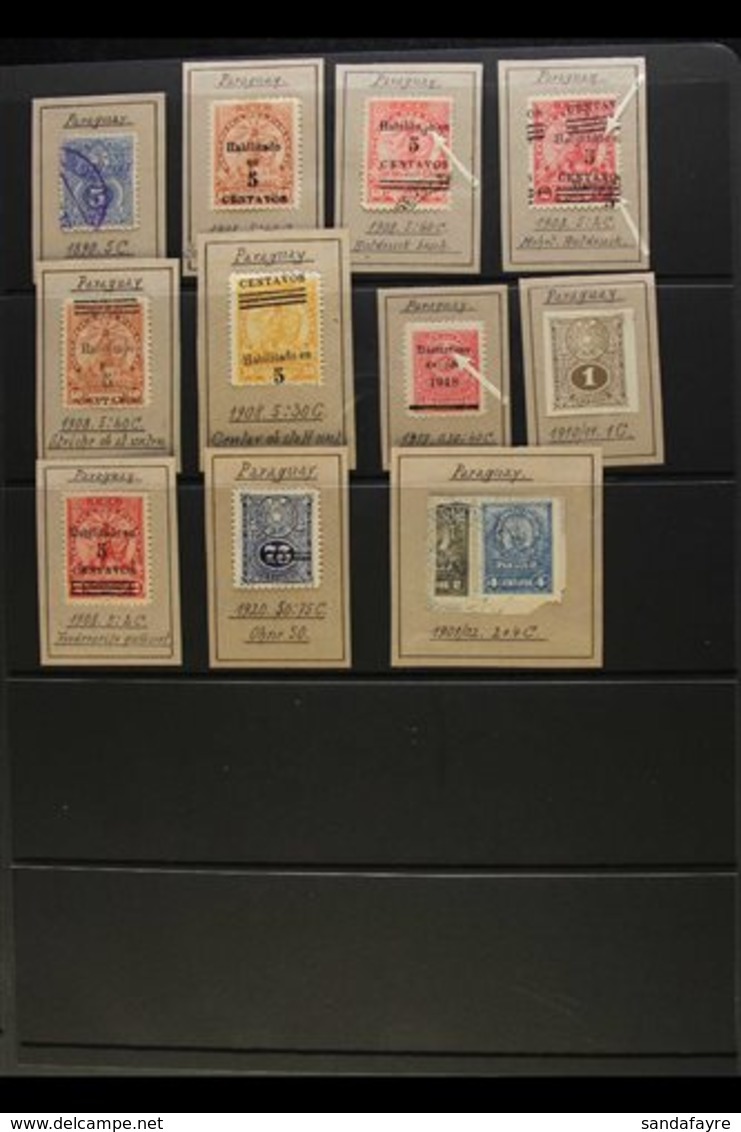 ERRORS AND COLOURED POSTMARKS 1890-1920 Mint Or Used Assembly With 1908 Surcharge Range Incl "Habilitado" With Dropped " - Paraguay