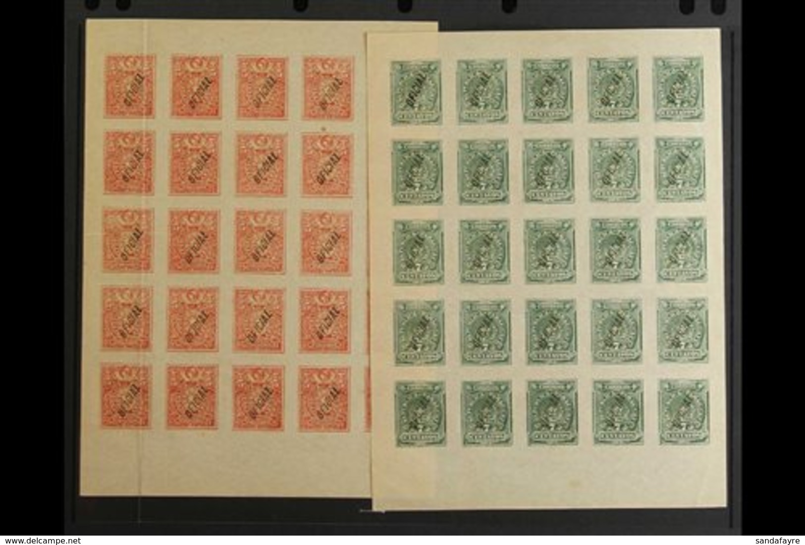OFFICIALS 1886 Overprints Complete Set Of Reprints (SG O32/38, Scott 01/07), Fine Unused No Gum COMPLETE SHEETS Of 25 Wi - Paraguay