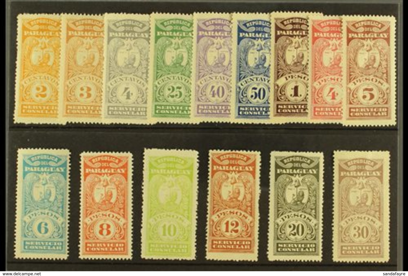 REVENUE STAMPS CONSULAR SERVICE 1900 (inscribed "Servicio Consular") Most Values To 30p (between Forbin 1 & 18) Includin - Paraguay