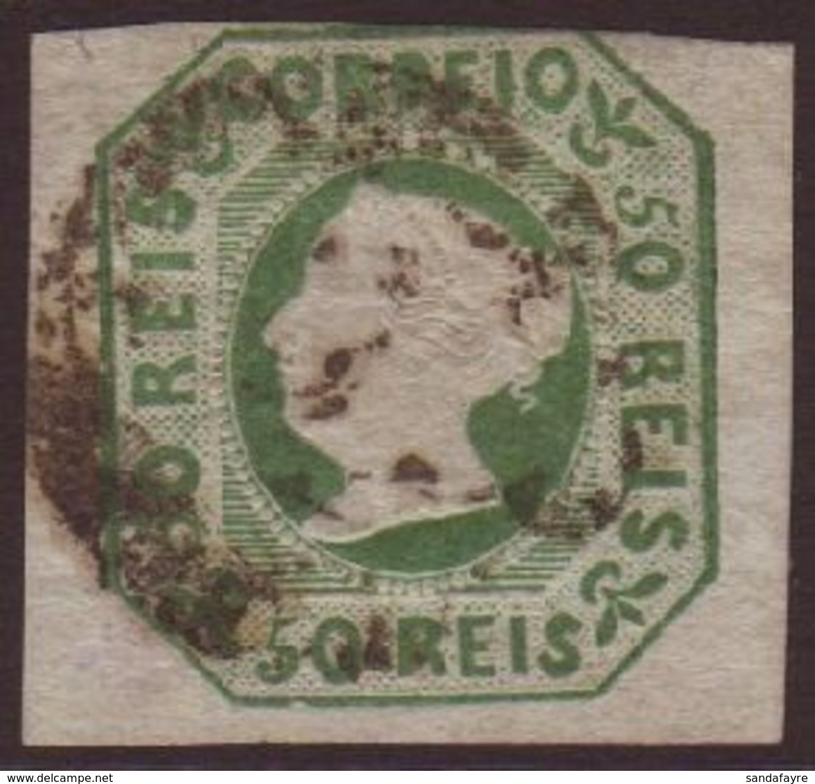 1853 50r Yellow-green, SG 6, Afinsa 3, Used, Three Large Margins Just Touching At Top, Fresh Colour, Cat £1,500. For Mor - Sonstige & Ohne Zuordnung