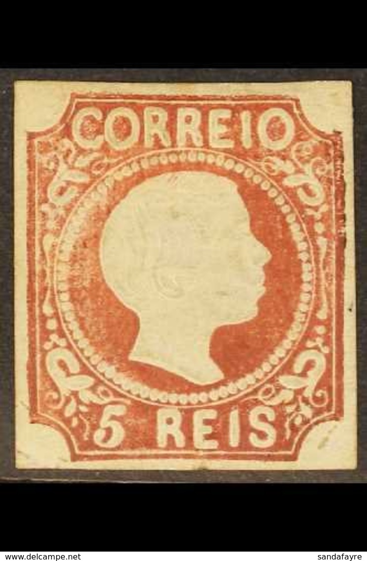 1855 5r Red-brown,Dom Pedro With Straight Hair, Die III, Afinsa 5 (SG 10) Mint Part Original Gum. 2014 Dias Certificate  - Sonstige & Ohne Zuordnung