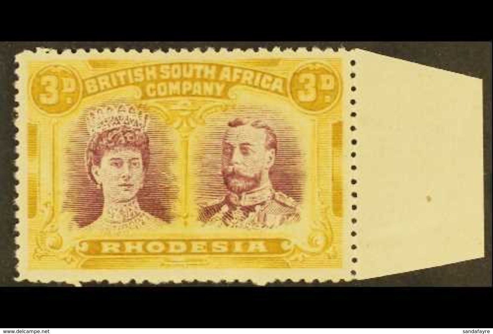 1910 3d Magenta And Yellow Ochre, Double Head, SG 136, Very Fine Marginal Mint. For More Images, Please Visit Http://www - Other & Unclassified