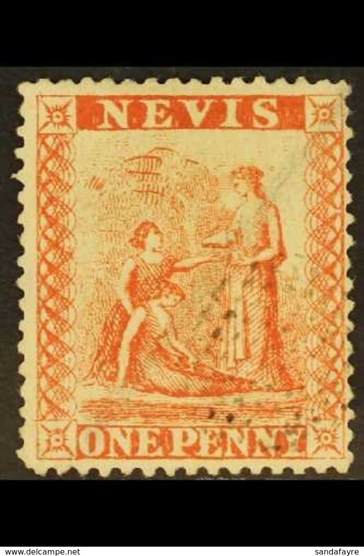 1871-78 1d Vermilion-red, SG 17, Showing Retouch (i) Top Of Hill Redrawn By Five Thick Lines Etc, Lightly Cancelled. For - St.Christopher-Nevis-Anguilla (...-1980)