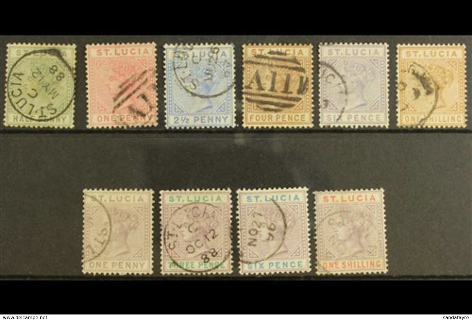 1883-87 USED DIE I COLLECTION On A Stock Card, 1883-86 Set & 1886-87 Set, SG 31/42, Mostly Fine Used (10 Stamps) For Mor - St.Lucia (...-1978)