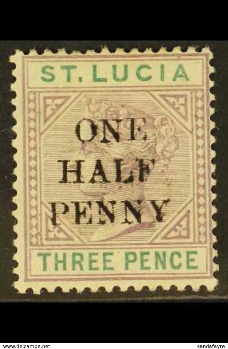 1891-92 "ONE HALF PENNY" Surcharge On 3d Dull Mauve And Green, Die I, SG 53, Fine Mint. For More Images, Please Visit Ht - St.Lucia (...-1978)