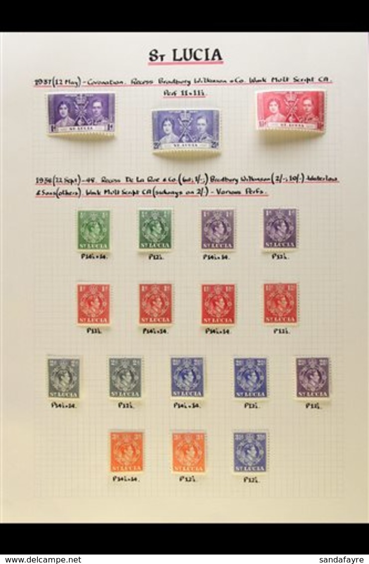 1937-1951 COMPLETE SUPERB MINT COLLECTION On Leaves, All Different, Inc 1938-48 Set With All Perf Types & Both 6d Shades - Ste Lucie (...-1978)