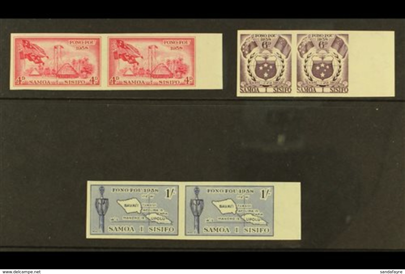 1958 Inauguration Of Samoan Parliament Set, SG 236/38, In IMPERF PAIRS, Very Fine Never Hinged Mint. (3 Pairs) For More  - Samoa