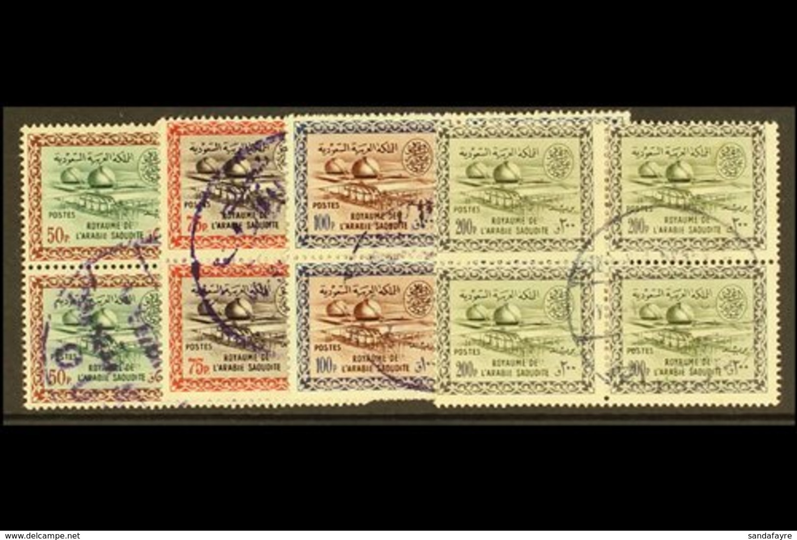 1960 - 61 50p To 200p Gas Oil Plant High Values Complete, SG 408/11, In Very Fine Used Blocks Of 4. (16 Stamps) For More - Saudi-Arabien
