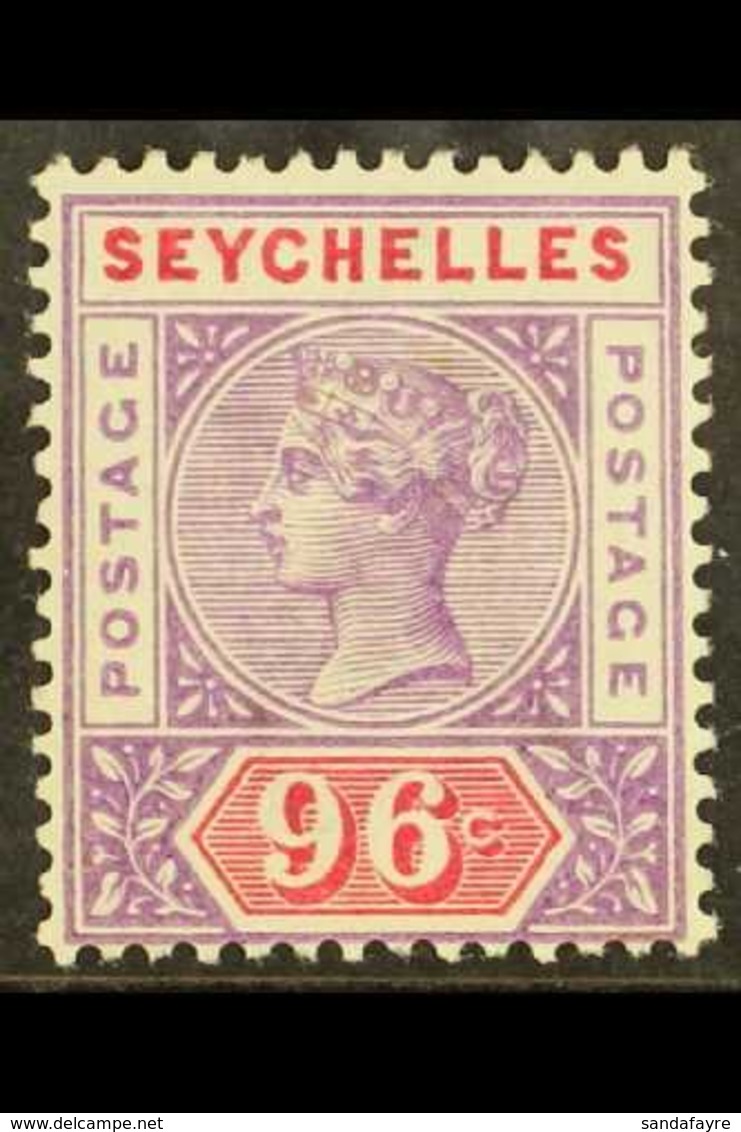 1890-92 96c Mauve & Carmine, SG 8, Very Fine Mint For More Images, Please Visit Http://www.sandafayre.com/itemdetails.as - Seychelles (...-1976)