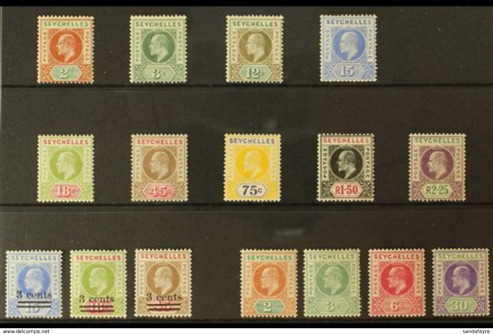 1903-06 KEVII MINT SELECTION Presented On A Stock Card That Includes 1903 CA Wmk Range With Most Values To 2r25, 1903 Su - Seychellen (...-1976)