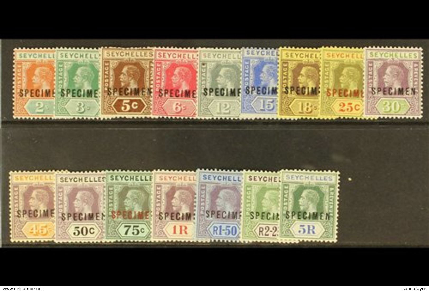 1917-22 Complete Set Overprinted "SPECIMEN", SG 82/97, Fine Mint. (16 Stamps) For More Images, Please Visit Http://www.s - Seychelles (...-1976)