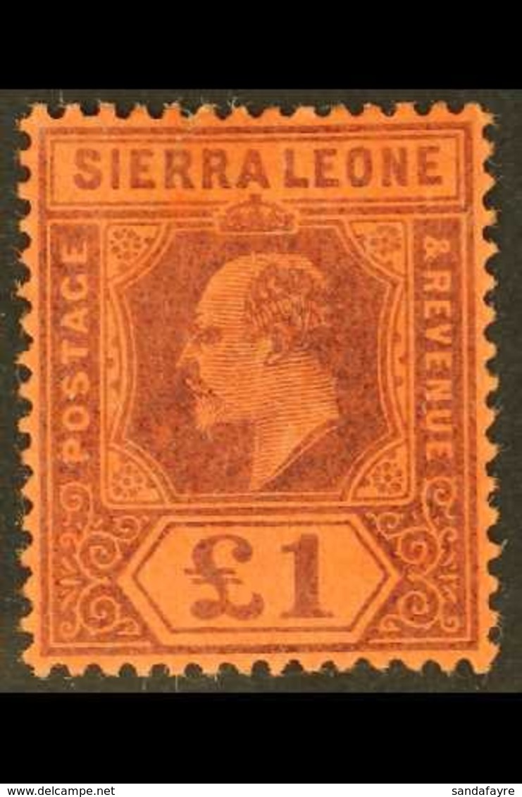 1903 £1 Purple/red, SG 85, Very Fine Mint For More Images, Please Visit Http://www.sandafayre.com/itemdetails.aspx?s=631 - Sierra Leone (...-1960)