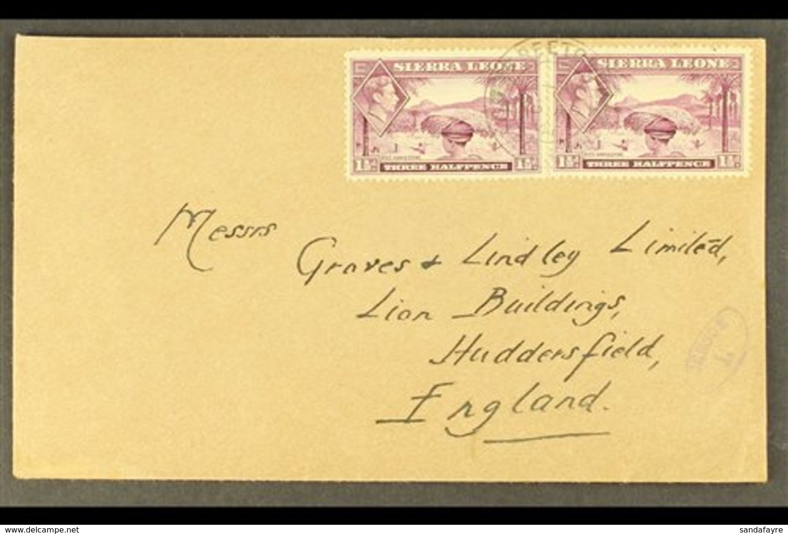 1941 (April) Envelope, Freetown To England, Bearing 1½d Pair, Fine Oval "CENSOR 1." In Violet. For More Images, Please V - Sierra Leone (...-1960)