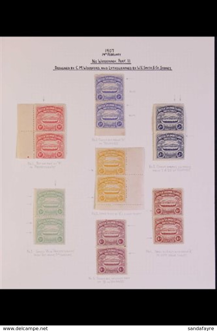 1907 Large Canoe Definitive Set, SG 1/7, As Mint Vertical Pairs, ½d, 1d & 2½d Are Marginal Examples, Each Stamp Identifi - Salomonen (...-1978)