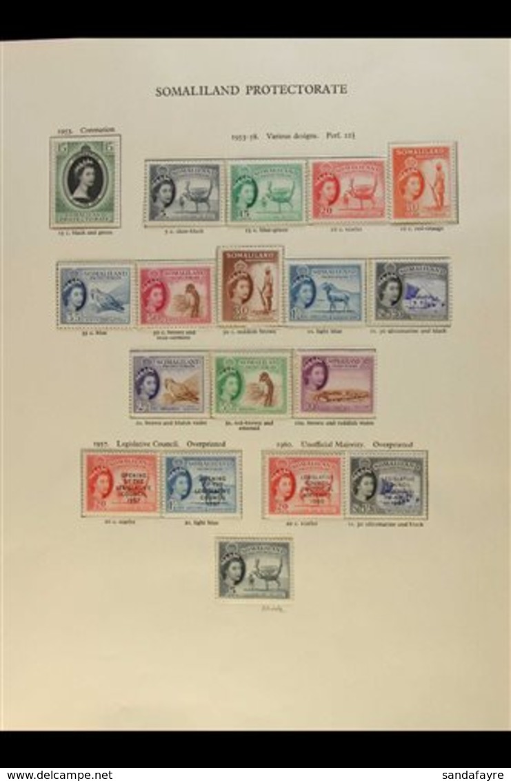 1953-1960 COMPLETE NHM QEII COLLECTION Presented On A  "New Age" Printed Page, SG 136/52. Lovely (18 Stamps) For More Im - Somaliland (Protettorato ...-1959)
