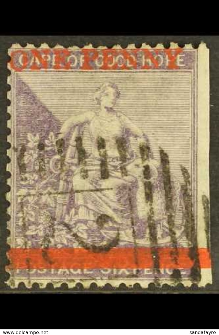 CAPE 1874-6 1d On 6d Deep Lilac, Wmk Crown CC, SG 32, Good To Fine Used, Wing Margin Cut Straight At Right. For More Ima - Non Classés