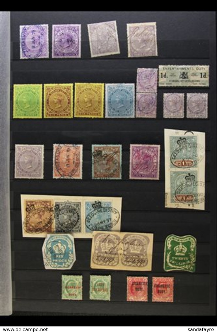 CAPE OF GOOD HOPE REVENUE STAMPS Powerful Ranges Somewhat Haphazardly Arranged On Stockleaves. Note 1864 Embossed 12d Pa - Non Classés