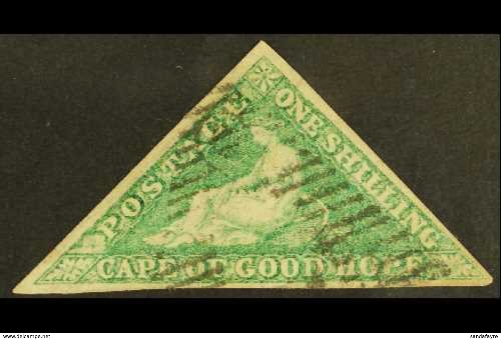 CAPE OF GOOD HOPE 1863-64 1s Bright Emerald- Green Triangular, SG 21, Very Fine Used With Full Margins, Crisp Cancellati - Unclassified