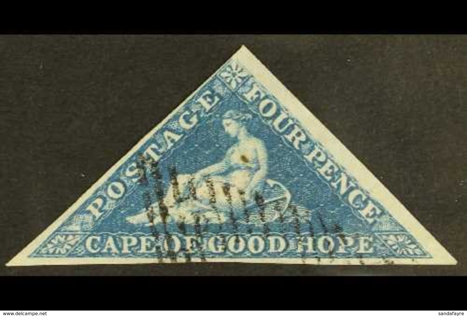 CAPE OF GOOD HOPE 1853 4d Blue On Slightly Blued Paper Triangular, SG 4a, Very Fine Used With Full Margins & Crisp Cance - Unclassified