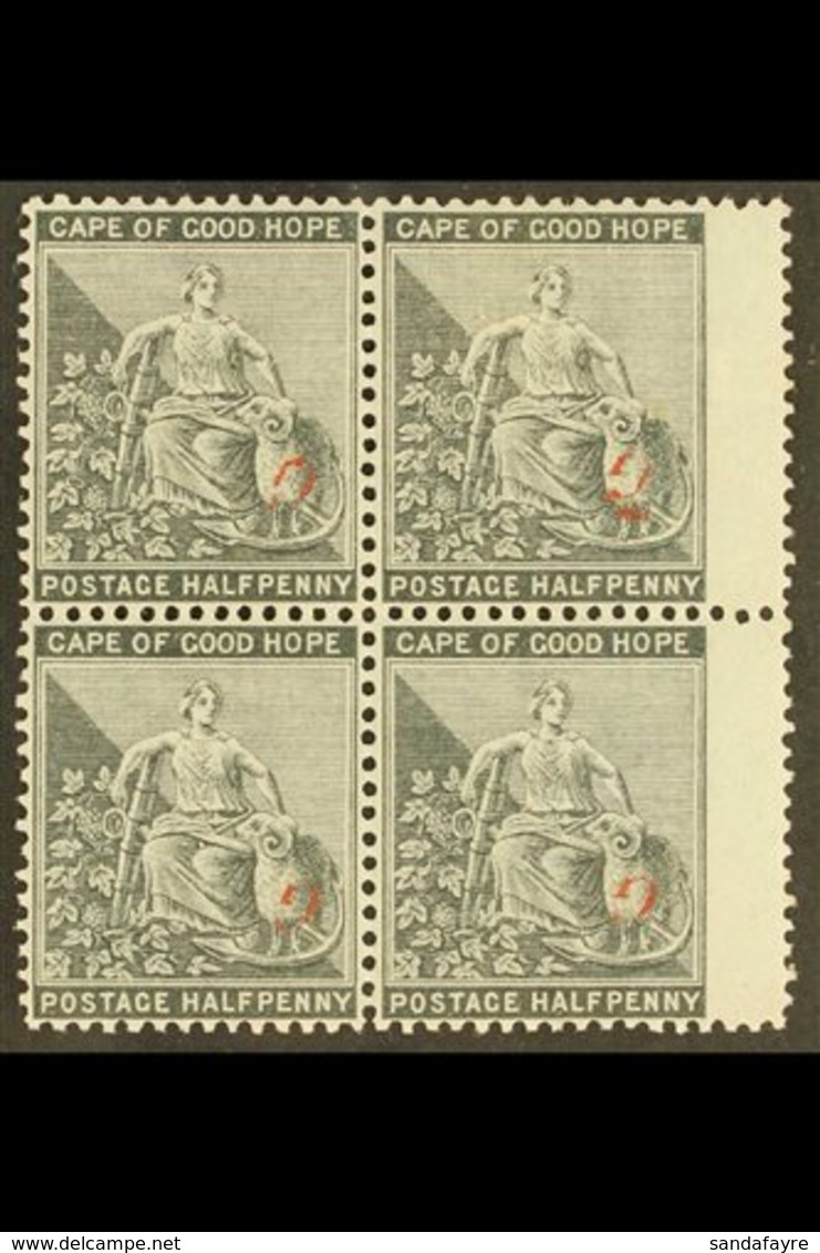 GRIQUALAND 1878 (June) ½d Grey- Black With Red Type 16 OVERPRINT INVERTED, SG 15a, Mint BLOCK OF FOUR With 3 Stamps Neve - Zonder Classificatie