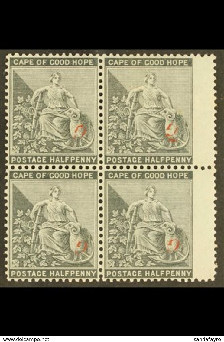 GRIQUALAND 1878 (June) ½d Grey- Black With Red Type 16 OVERPRINT INVERTED, SG 15a, Mint BLOCK OF FOUR With 3 Stamps Neve - Non Classés