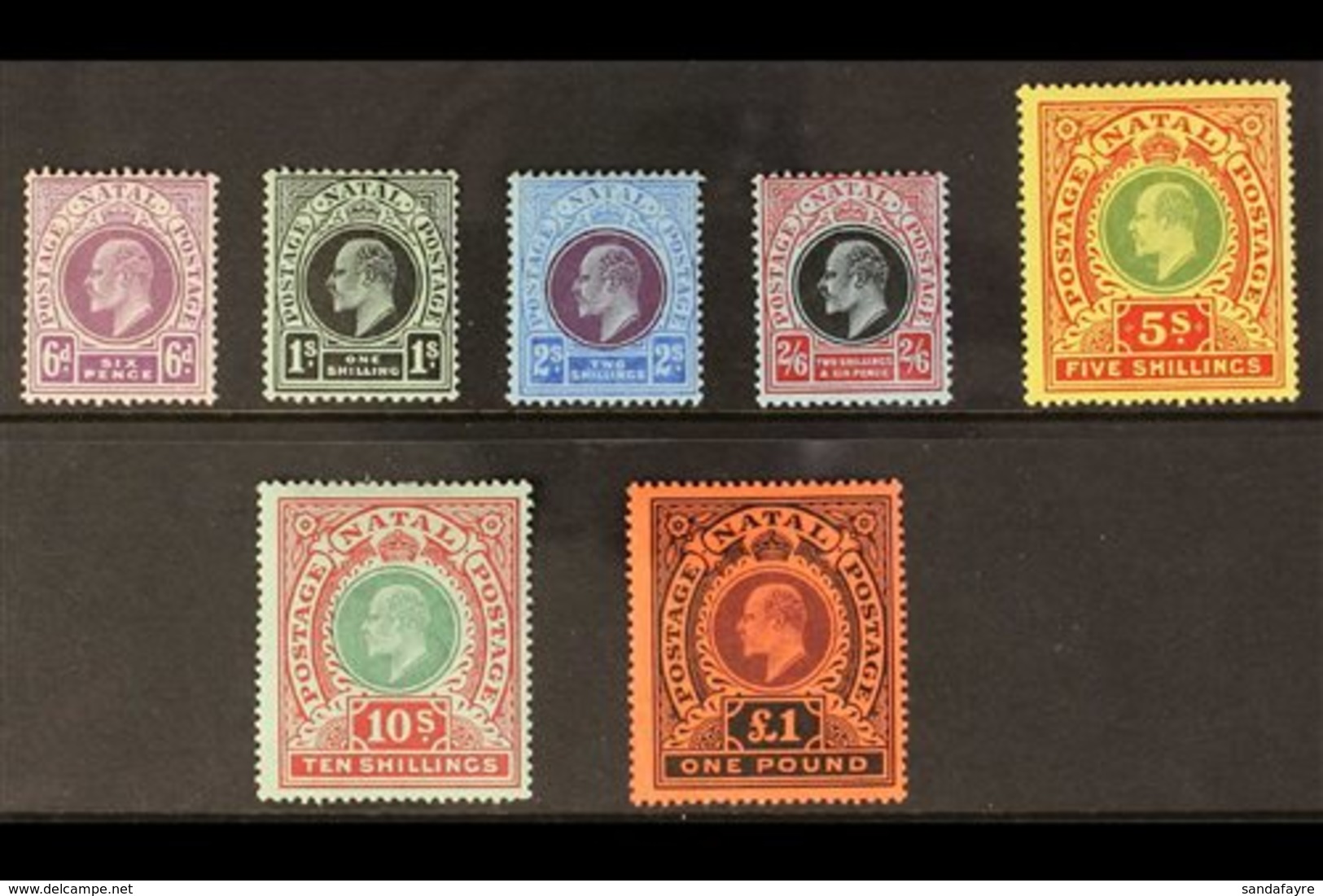 NATAL 1908 - 09 Complete Set Inscribed "Postage Postage", SG 165/71, Very Fine Mint. (7 Stamps) For More Images, Please  - Unclassified