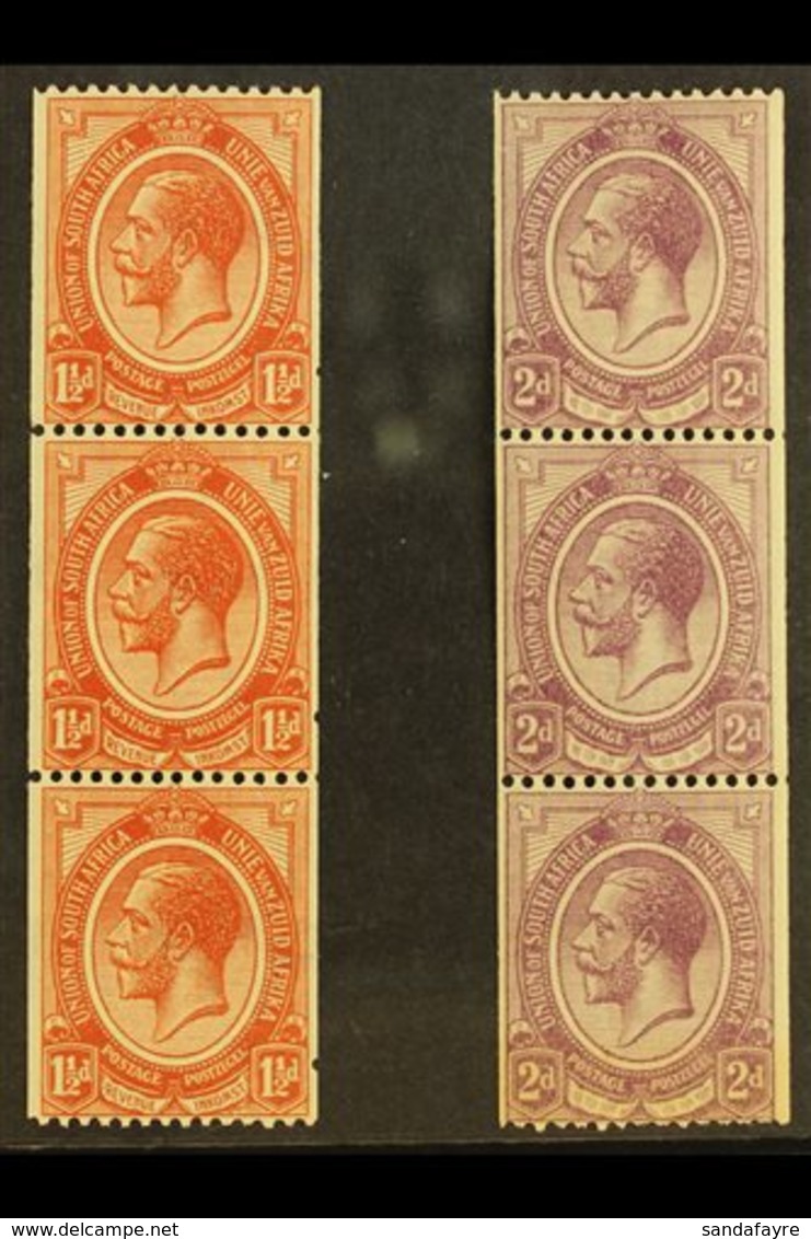 1913-24 KGV 1½d And 2d Perf 14ximperf Coil Stamps (SG 20/21) In Never Hinged Mint Vertical Strips Of Three. (2 Strips =  - Non Classés