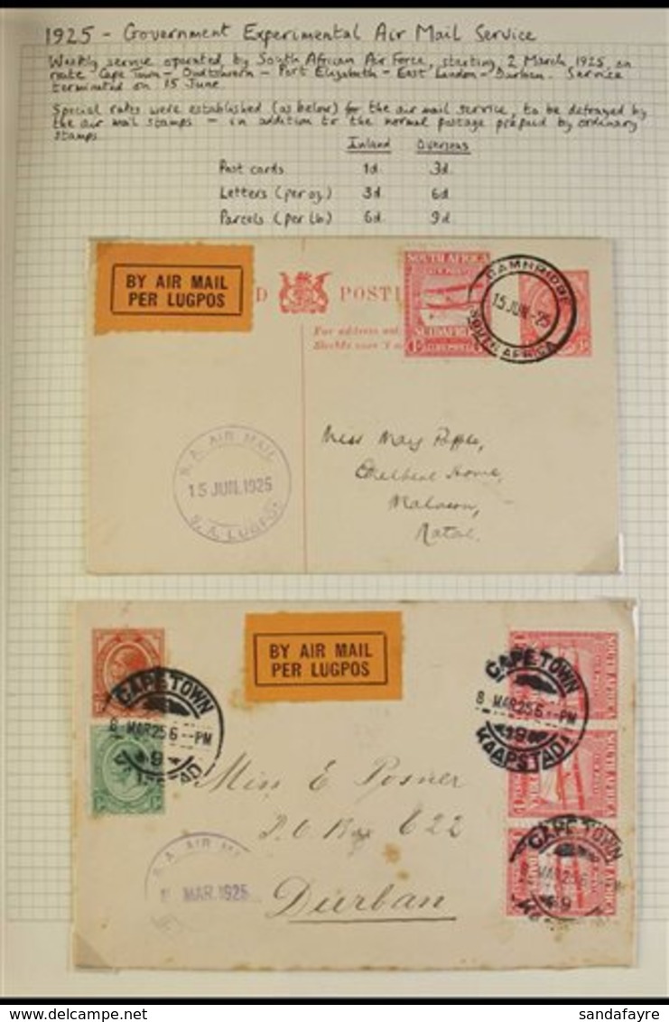 1925 AIR ISSUE - COVERS & CARDS COLLECTION An Attractive Range Mainly Displaying S.A. AIR MAIL Bilingual Cachets In Viol - Unclassified