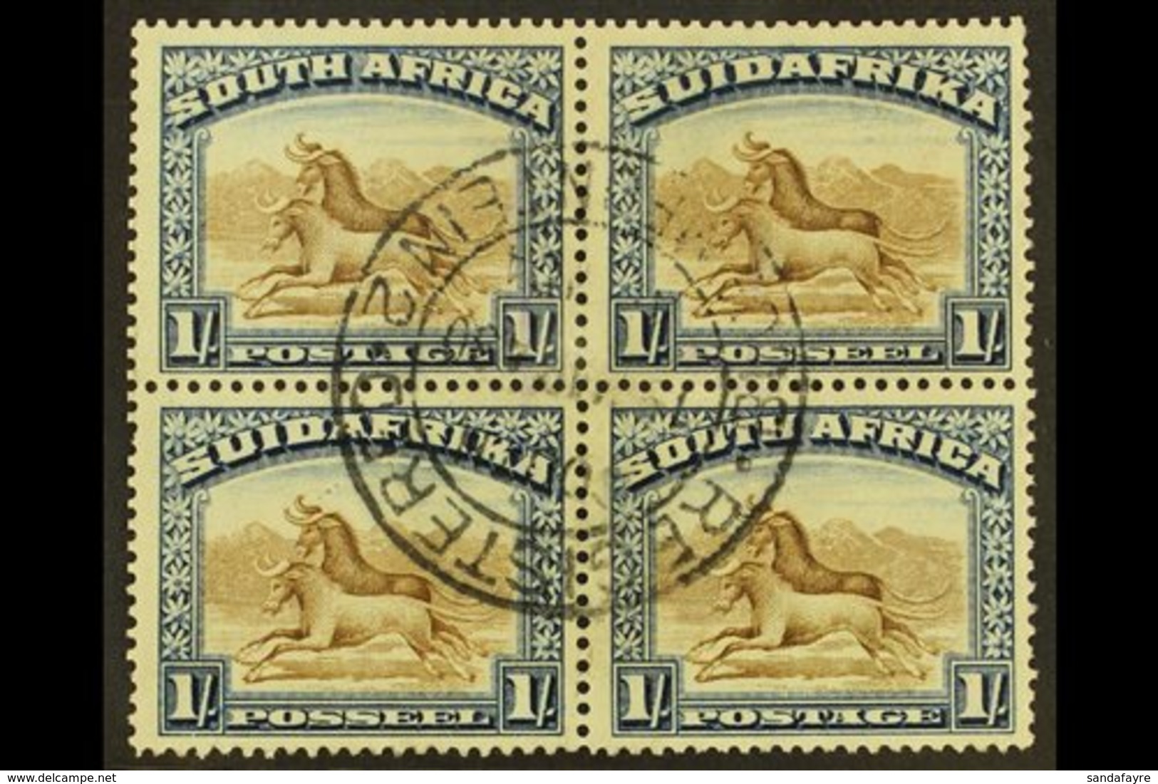 1927-30 1s Brown& Deep Blue, Perf.14, BLOCK OF 4, SG 36, Superb Used With Central C.d.s., Ink Marks On Reverse, But Do N - Non Classificati