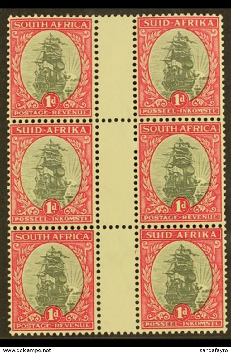 1933-48 1d Grey & Carmine, Perf.13½x14 Gutter Block Of 6, Watermark Upright, SG 56d, Never Hinged Mint. For More Images, - Unclassified
