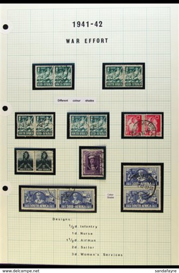 1941-6 WAR EFFORT USED COLLECTION Includes Large Wars Set With Shades, Bantam Set With Shades, Mostly In Blocks Of Two U - Unclassified